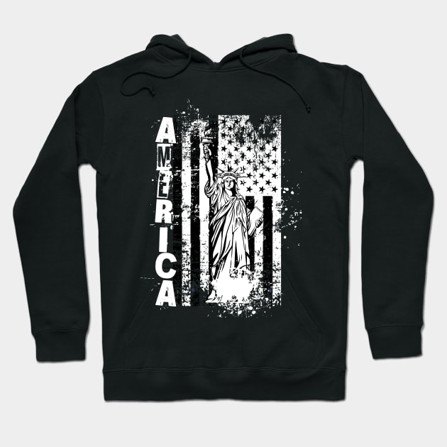 American Flag Statue Of Liberty Hoodie by Norse Magic